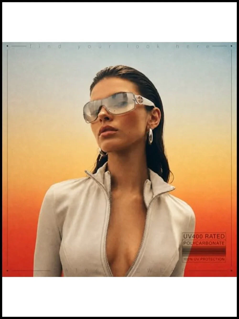 Rimless Shield Sunglasses UV400 Polycarbonate Metal